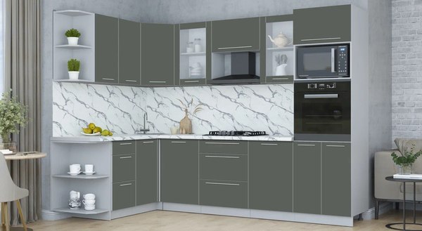 Купить Кухонный гарнитур Интерлиния Мила Пластик 1.68x2.8 LV в Бобруйске