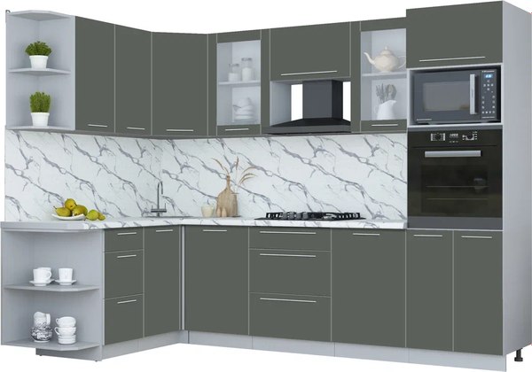 Кухонный гарнитур Интерлиния Мила Пластик 1.68x2.8 LV