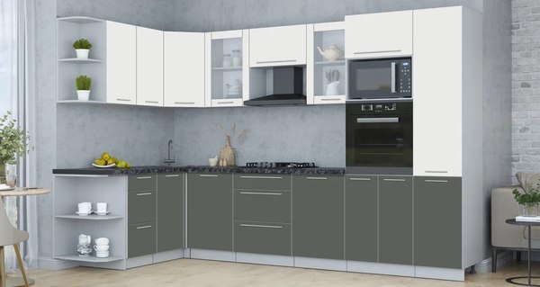 Купить Кухонный гарнитур Интерлиния Мила Пластик 1.68x3.2 LV в Бобруйске