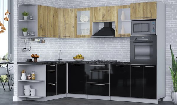Купить Кухонный гарнитур Интерлиния Мила Пластик 1.68x2.8 LV в Бобруйске