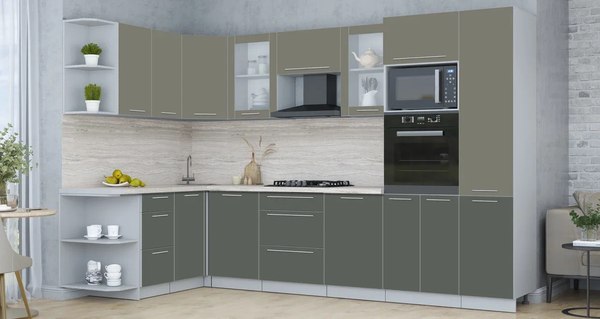 Купить Кухонный гарнитур Интерлиния Мила Пластик 1.68x3.2 LV в Бобруйске