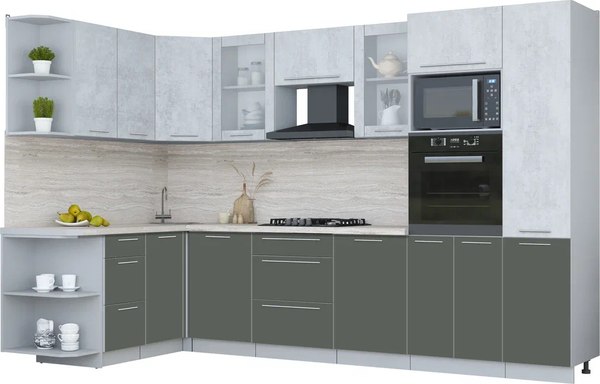 Кухонный гарнитур Интерлиния Мила Пластик 1.68x3.2 LV