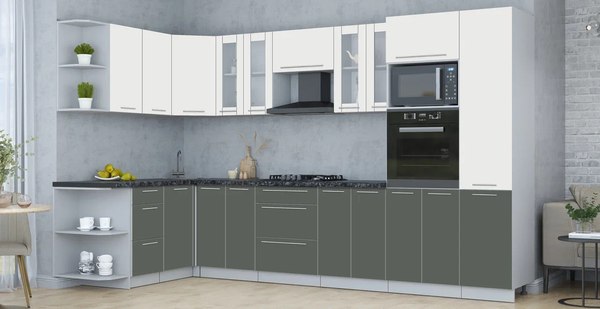 Купить Кухонный гарнитур Интерлиния Мила Пластик 1.68x3.4 LV в Бобруйске