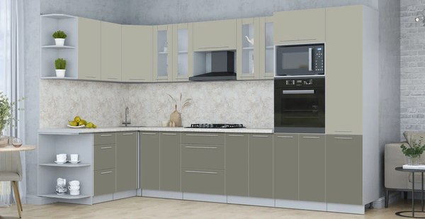 Купить Кухонный гарнитур Интерлиния Мила Пластик 1.68x3.4 LV в Бобруйске
