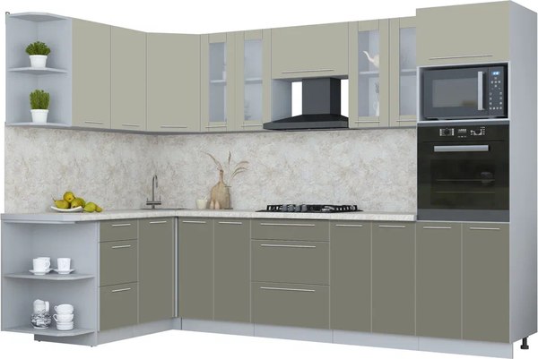 Кухонный гарнитур Интерлиния Мила Пластик 1.68x3.0 LV