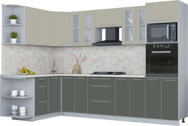 Кухонный гарнитур Интерлиния Мила Пластик 1.68x3.0 LV