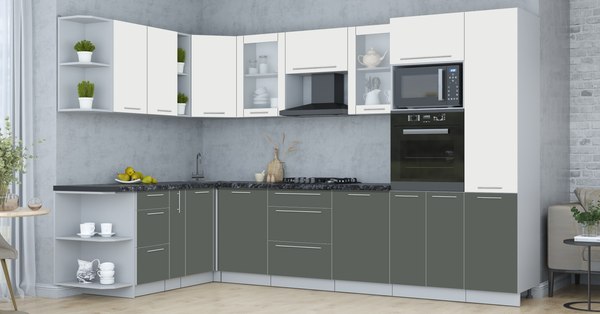 Купить Кухонный гарнитур Интерлиния Мила Пластик 1.88x3.2 LV в Бобруйске