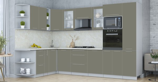 Купить Кухонный гарнитур Интерлиния Мила Пластик 1.88x3.2 LV в Бобруйске