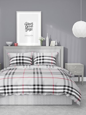 

Комплект постельного белья, Burberry серый 2сп Евро