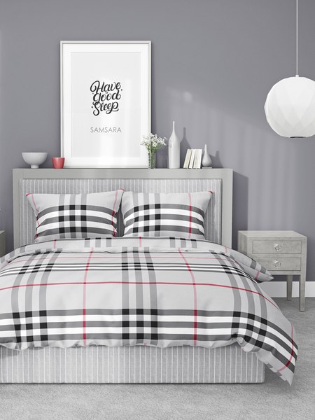 Комплект постельного белья Samsara Burberry серый 2сп Евро