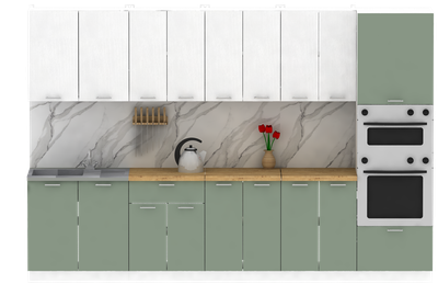 Кухонный гарнитур Eligard Lion 3.2 без столешницы (белый/самшит) - 