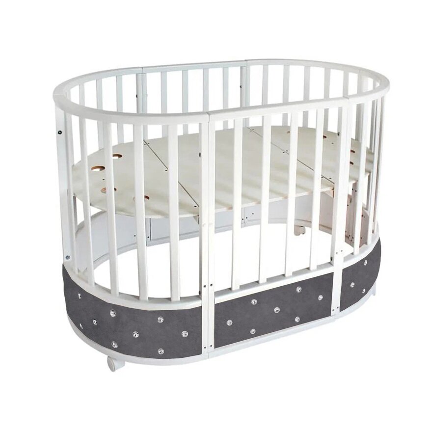 Детская кровать-трансформер Sweet Baby Brillantezza 7в1 на колесах (белый/серый)