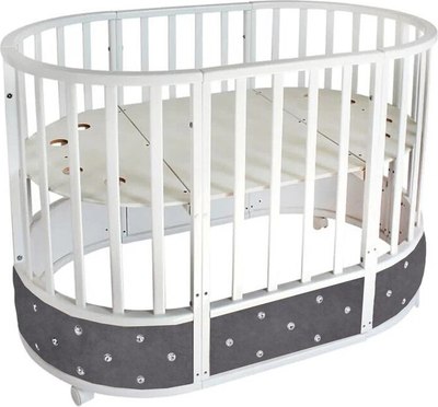 Детская кровать-трансформер Sweet Baby Brillantezza 7в1 на колесах (белый/серый) - 