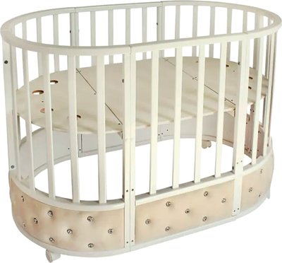 Детская кровать-трансформер Sweet Baby Brillantezza 7в1 на колесах (слоновая кость) - 