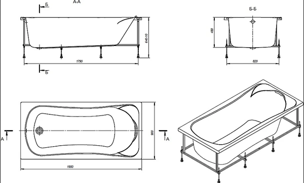 Купить Ванна акриловая Roca BeCool 190x90 / ZRU9303020 + ZRU9303021 + ZRU9303022 в Гомеле