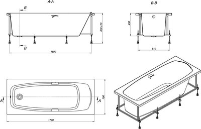 Ванна акриловая Roca Sureste 170x70 / ZRU9302769 + ZRU9302771