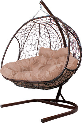 Кресло подвесное M-Group Добрыня / 11460201 (коричневый ротанг/бежевая подушка) -