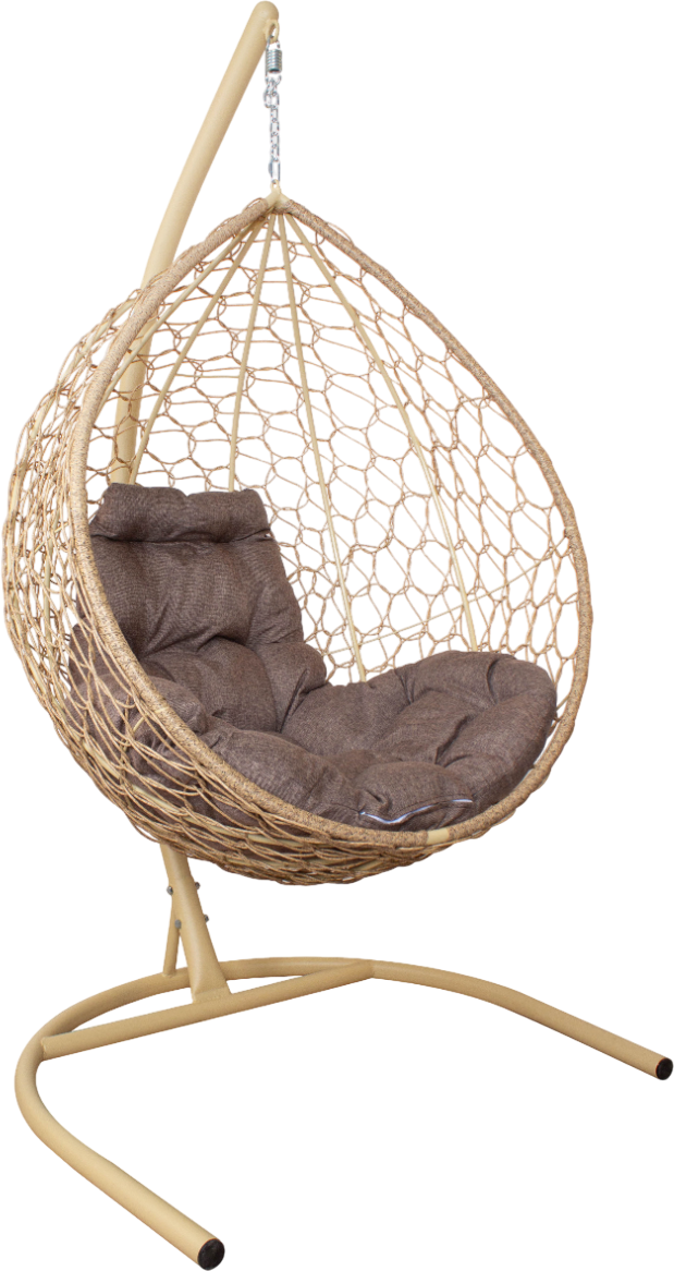 Кресло подвесное M-Group Капля Home / 11830505 (бежевый ротанг/какао подушка)