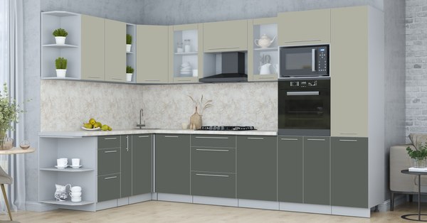 Купить Кухонный гарнитур Интерлиния Мила Пластик 1.88x3.2 LV в Бобруйске
