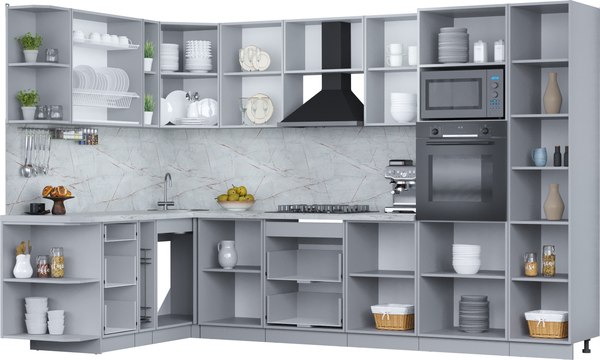 Купить Кухонный гарнитур Интерлиния Мила Пластик 1.88x3.2 LV в Бобруйске