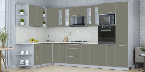 Купить Кухонный гарнитур Интерлиния Мила Пластик 1.88x3.4 LV в Бобруйске