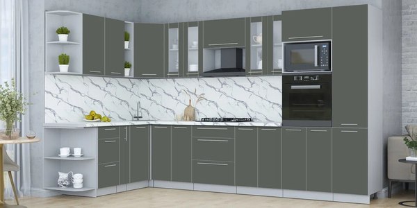 Купить Кухонный гарнитур Интерлиния Мила Пластик 1.88x3.4 LV в Бобруйске