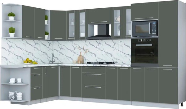 Кухонный гарнитур Интерлиния Мила Пластик 1.88x3.4 LV