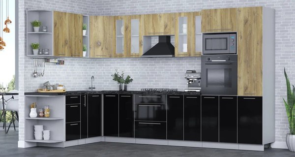 Купить Кухонный гарнитур Интерлиния Мила Пластик 1.88x3.4 LV в Бобруйске