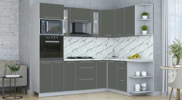 Купить Кухонный гарнитур Интерлиния Мила Пластик 1.68x2.4 PR в Бобруйске