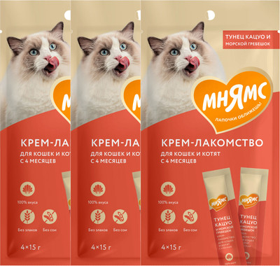 

Лакомство для кошек, Крем с тунцом Кацуо и морским гребешком