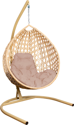 Кресло подвесное M-Group Капля Люкс / 11030501 (бежевый ротанг/бежевая подушка) - 