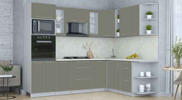 Купить Кухонный гарнитур Интерлиния Мила Пластик 1.88x2.6 PR в Бобруйске