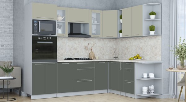Купить Кухонный гарнитур Интерлиния Мила Пластик 1.88x2.6 PR в Бобруйске