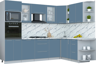 Кухонный гарнитур Интерлиния Мила Пластик 1.88x2.8 PR (арктический/арктический/белый гранит) - 