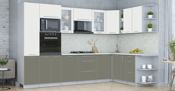 Купить Кухонный гарнитур Интерлиния Мила Пластик 1.88x3.2 PR в Бобруйске