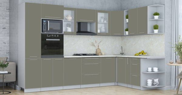 Купить Кухонный гарнитур Интерлиния Мила Пластик 1.88x3.2 PR в Бобруйске