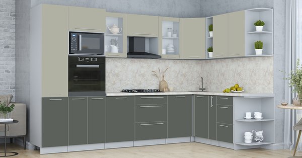 Купить Кухонный гарнитур Интерлиния Мила Пластик 1.88x3.2 PR в Бобруйске