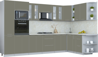 Кухонный гарнитур Интерлиния Мила Пластик 1.88x3.4 PR (кварцевый/кварцевый/опал светлый) -