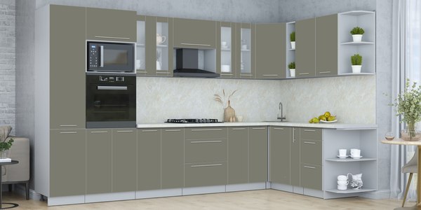 Купить Кухонный гарнитур Интерлиния Мила Пластик 1.88x3.4 PR в Бобруйске