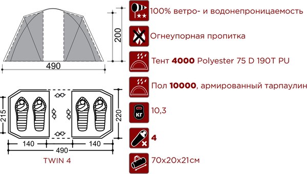 Палатка INDI Twin 4