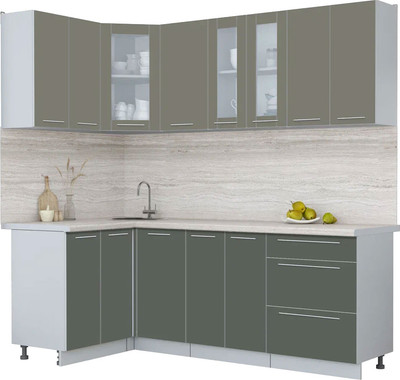 

Кухонный гарнитур, Мила Пластик 1.2x2.1