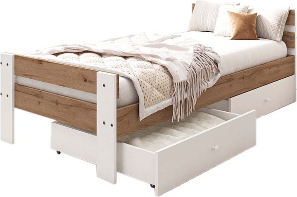 Односпальная кровать EcoWood Сидней-2 с ящиками 80х180 / ECO.001.00055.80-180.376WML/101SE