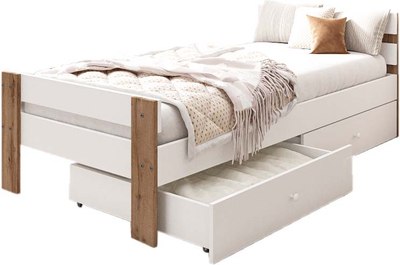 Односпальная кровать EcoWood Сидней-2 с ящиками 80х200 / ECO.001.00055.80-200.101SE/376WML - 
