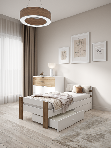 Купить Односпальная кровать EcoWood Сидней-2 с ящиками 80х200 / ECO.001.00055.80-200.101SE/376WML в Бобруйске