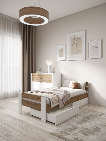Купить Односпальная кровать EcoWood Сидней-2 с ящиками 80х200 / ECO.001.00055.80-200.376WML/101SE в Бобруйске