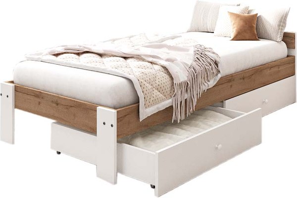 Односпальная кровать EcoWood Денвер-2 с ящиками 80х180 / ECO.001.00057.80-180.376WML/101SE