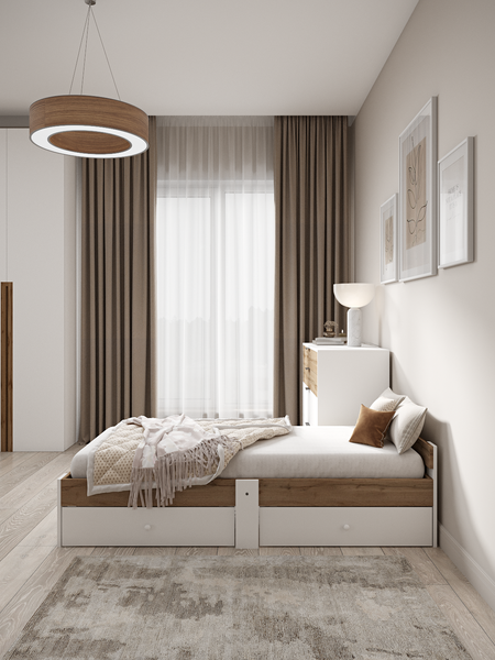 Односпальная кровать детская EcoWood Екта-2 с ящиками 80х160 / ECO.001.00059.80-160.376WML/101SE
