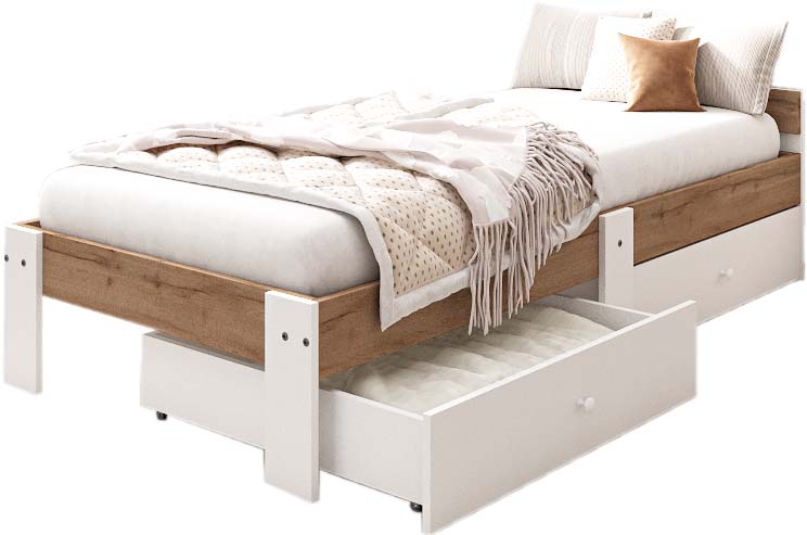 Односпальная кровать EcoWood Екта-2 с ящиками 80х180 / ECO.001.00059.80-180.376WML/101SE