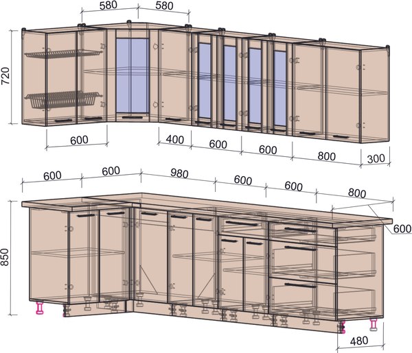 Купить Кухонный гарнитур Интерлиния Мила Пластик 1.2x3.0 в Бобруйске