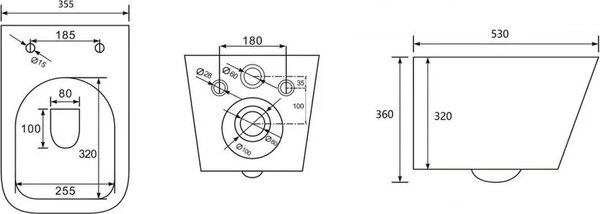 Унитаз подвесной с инсталляцией Abber Rechteck AC1201-AC0105-AC0121MB (с кнопкой смыва)